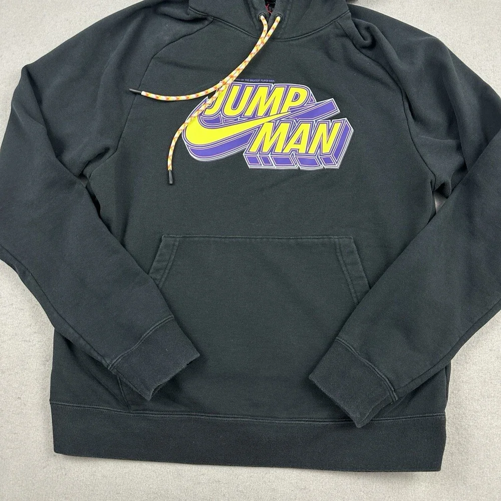 Jordan Hoodie Men Medium Black Jumpman Graphic Sweatshirt Pullover Basketball M